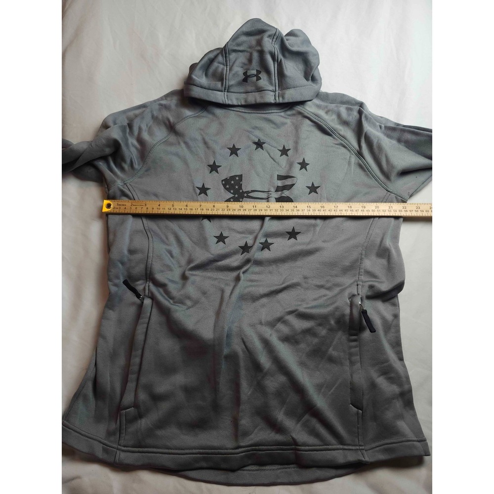 Under Armour Hoodie Womens L Loose Gray Freedom Flag Americana Athleisure Gym - Picture 3 of 5